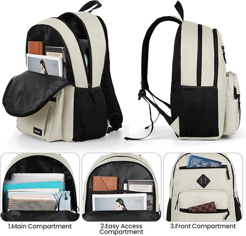 BIKROD Backpack for Girls Women, School Backpack for Teen Boys, Lightweight Casual High School Bookbag, Daily-use Travel Laptop Backpack Fits 15.6 Inch Notebook