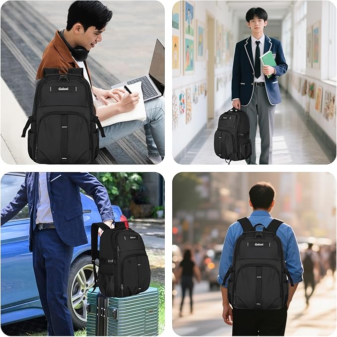 Goloni Airline Approved Travel Backpack 35L - Under Seat Carry On, Water Resistant 15.6 Inch Laptop Compartment for Men Women Work Travel,Black