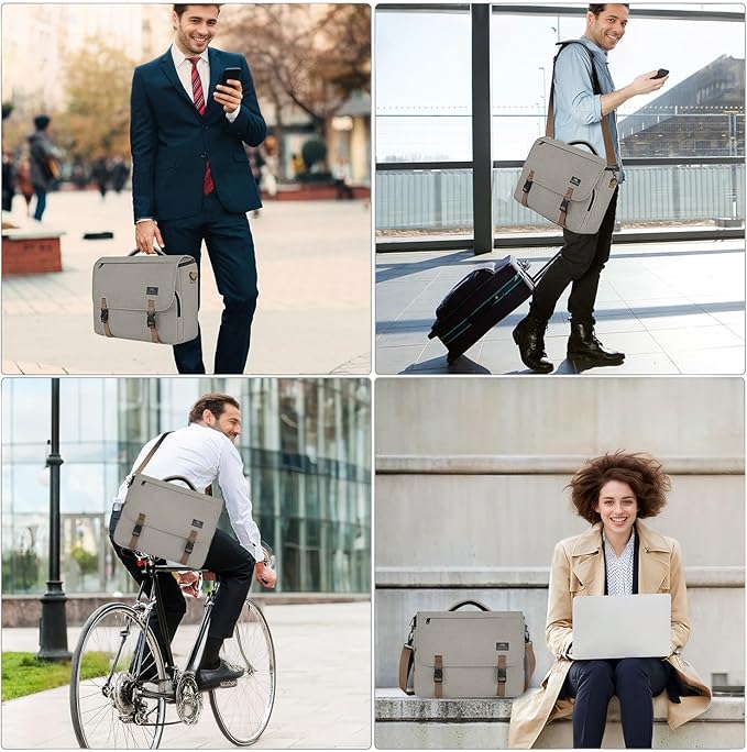 MATEIN Messenger Bag for Men, Briefcases Lightweight Men's Laptop Bag 17.3 inch Water Resistant Crossbody Satchel Computer Work Office Case with Shoulder Strap, Brown