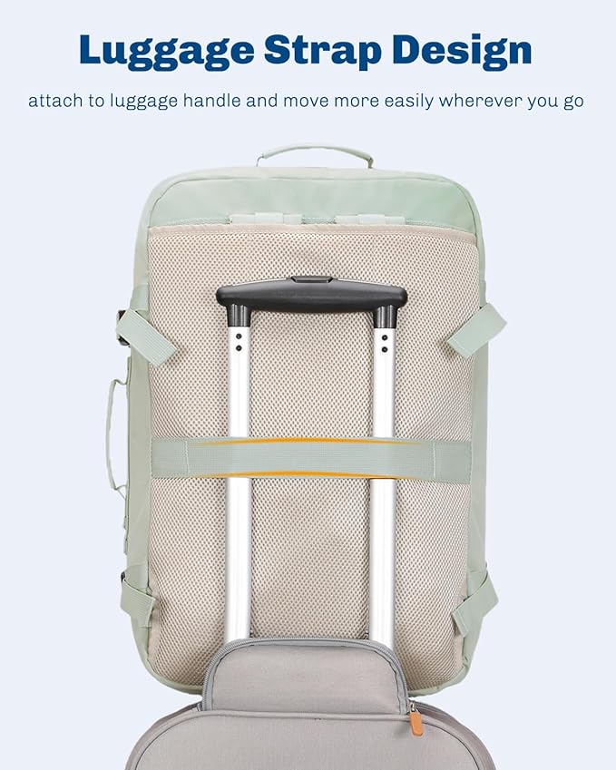 Hynes Eagle Carry on Backpack 38L Large Travel Backpack for Women Flight Approved Weekender Bag Laptop Backpack Men 15 inches Mint Green