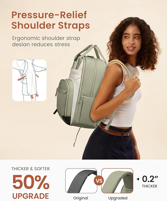 LOVEVOOK Laptop Backpack for Women with Giant Tumbler Holder Pocket,17 inch School College Book Bag Nurse Teacher Backpack,Work Travel Backpack Purse Laptop Computer Bag, Dark purple-Purple-Rust red