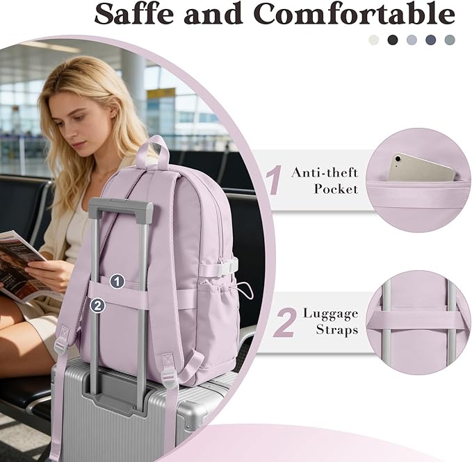 Simple School Backpack For Women,Lightweight College Backpack,High School Bag For Teens Boys Girls,Casual daypack Small Travel Backpacks Men Kawaii Bookbag(Purple)