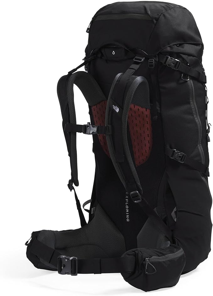 The North Face Terra 55 Backpack - Unisex Hiking Pack, Cinch-Top Opening with Zipper, Pole & Ice Axe Attachments, TNF Black/Asphalt Grey-NPF, Small/Medium