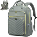 LOVEVOOK Laptop Backpack for Women, Water Resistant Travel Work Backpacks Purse Stylish Business Teacher Nurse Computer Bag with USB Charging Port,Gray-Green