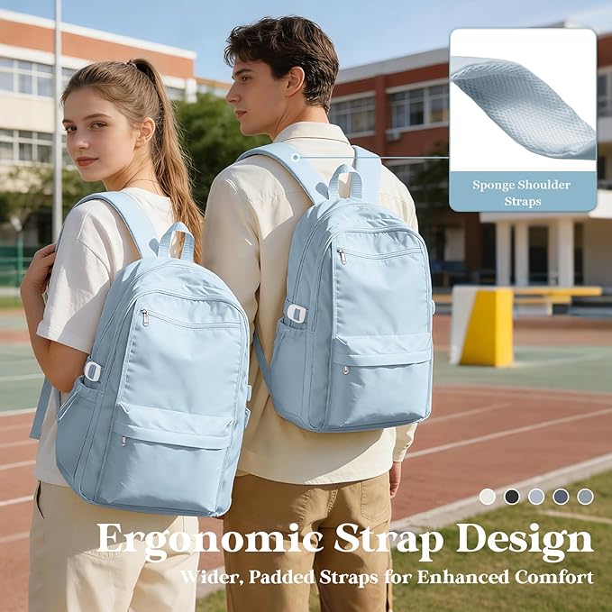Simple School Backpack For Women,Lightweight College Backpack,High School Bag For Teens Boys Girls,Casual daypack Small Travel Backpacks Men Bookbag(Blue)
