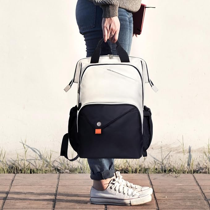 Hap Tim Laptop Backpack for Men, Women, Travel, Work, Nurse, Teacher, Khaki Black (7651-BH)