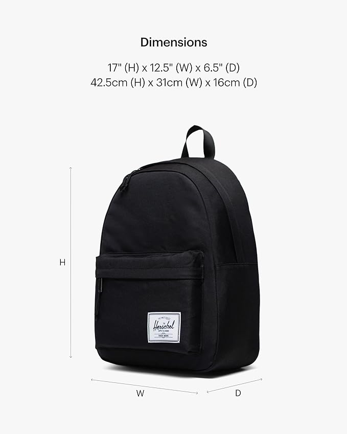 Herschel Supply Co. Unisex Classic Backpack, Black Tonal, 26L