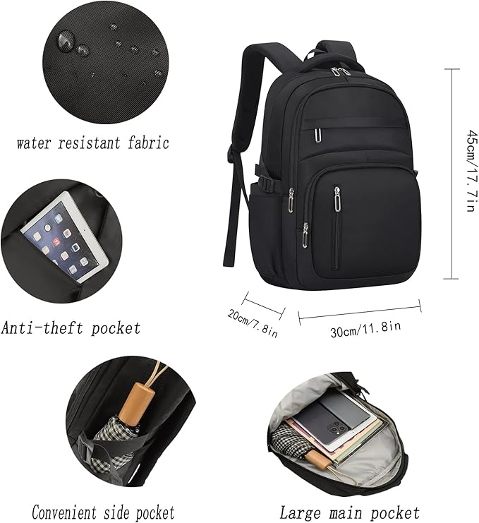 Cute School Backpack for Women Men Casual Travel Laptop Backpack Aesthetic Lightweight College Bookbags for Kids(Black)