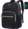 VANKEAN Laptop Backpack for Women with USB Port, Laptop Computer Bag Travel Backpack Purse,Waterproof Work Business Backpack College Teacher Bags, Black