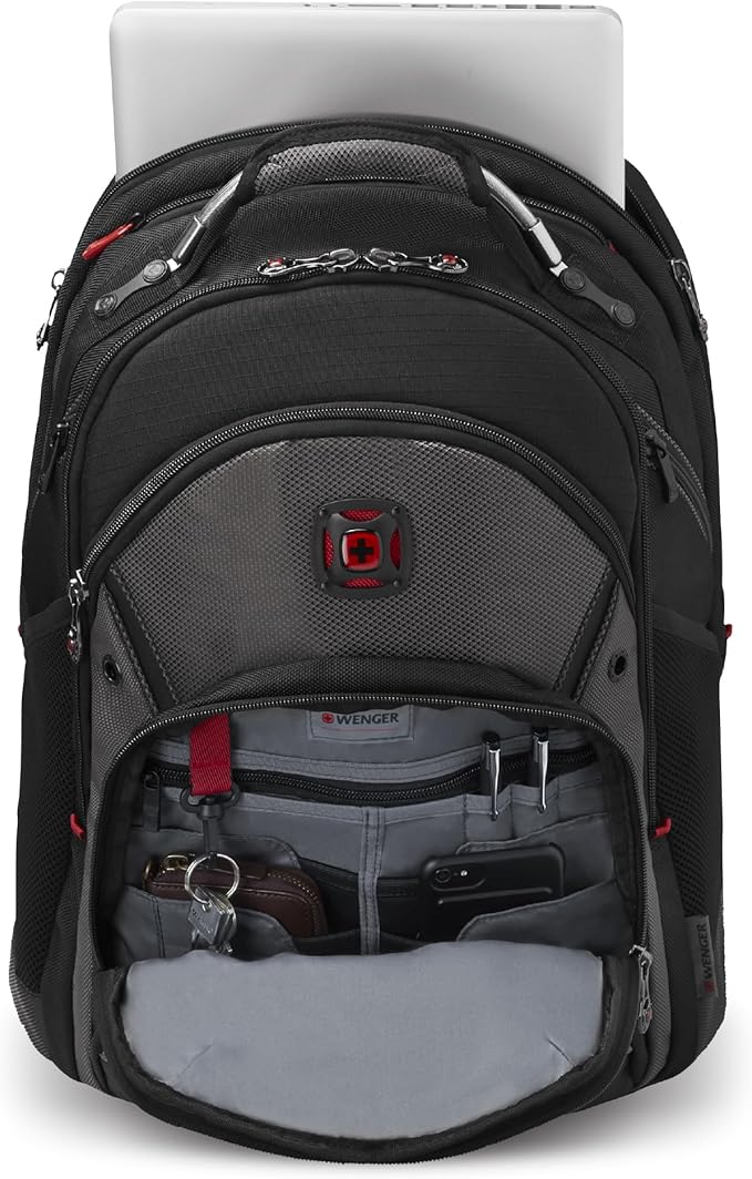 Wenger Synergy Laptop Backpack, Fits 16 Inch Laptop, Men's and Women's Laptop Bag, Black/Grey