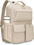FODOKO Backpack for Work, Casual Backpack for Women Men Daypack Backpack for Travel College Bookbag Separate Compartment for 15.6 Inch Notebook Beige