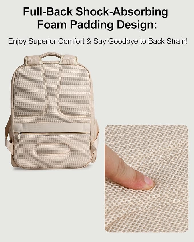 Travel Backpack for Women & Men, Large Carry On Personal Item Bag Airline Approved, Waterproof Traveling Overnight Bags, Gifts Laptop Backpack for Travelers College-Students Commuters (Beige/White)