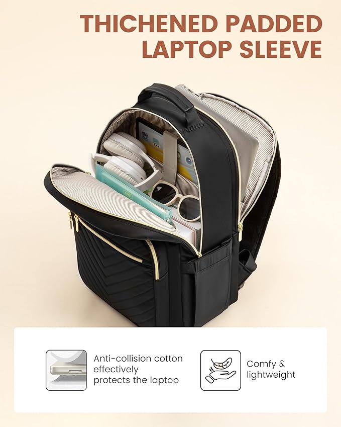 LOVEVOOK Laptop Backpack for Women with Giant Tumbler Holder 17.3 inch,Designer Travel Backpack Laptop Bag College Backpack,Quilted Work Nurse Teacher Backpack Purse Computer Bag Daypack,Navy Blue