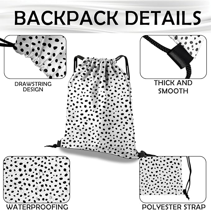 Drawstring Backpack Draw String Bag Waterproof for Sports Gym Beach Travel Cute Aesthetic Sackpack Men Women (13"×17")-Speckle Leopard Cheetah