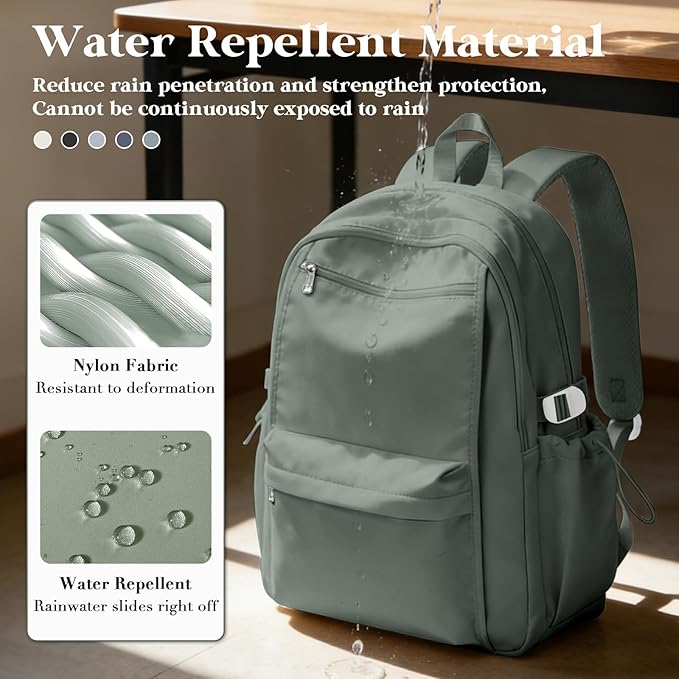Simple School Backpack For Women,Lightweight College Backpack,High School Bag For Teens Boys Girls,Casual daypack Small Travel Backpacks Men Bookbag(Green)