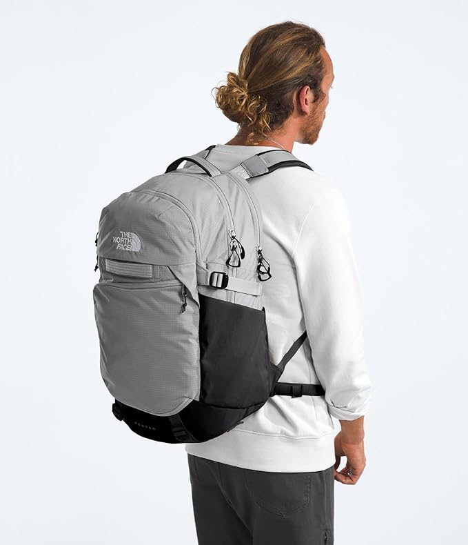 The North Face Router Everyday Laptop Backpack - Daypack, Water Repellent, Laptop Sleeve, Reflective Details, Meld Grey/TNF Black-NPF, One Size
