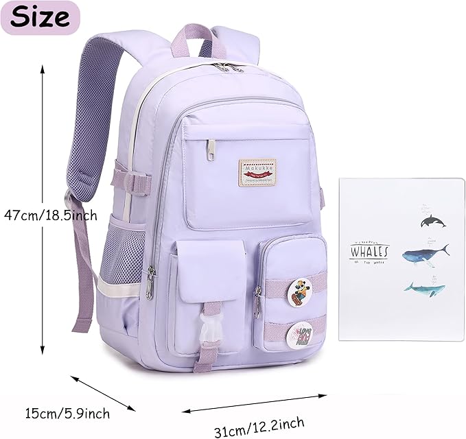 Makukke School Backpacks for Teen Girls - Laptop Backpacks 15.6 Inch College Cute Bookbag Anti Theft Women Casual Daypack,Purple Backpack