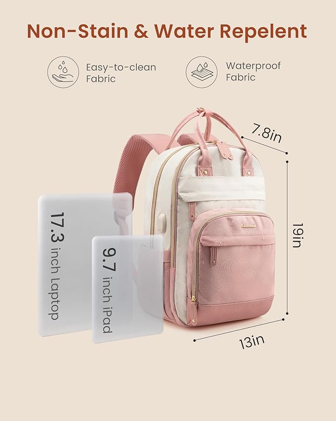 LOVEVOOK Backpack for Women,Laptop Backpack Women,Fits 17 Inch Laptop Bag,School Backpacks,Fashion Travel Work Anti-theft Bag,Waterproof Business Computer College Backpack Purse,Beige-Khaqi