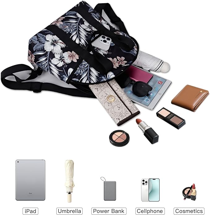 Women’s Backpack Purse Medium Size with Trolley Sleeve, Adjustable Strap/Top Handle, Water Resistant Travel Daypack, Hawaii Flower