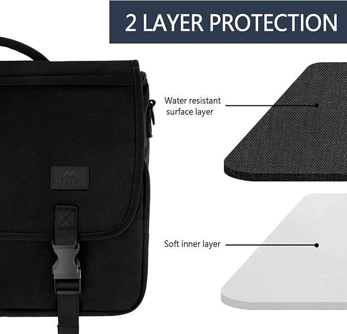 MATEIN Messenger Bag for Men, Briefcases Lightweight Men's Laptop Bag 15.6 inch Water Resistant Crossbody School Satchel Bags Computer Work Office Bag with Shoulder Strap, Black