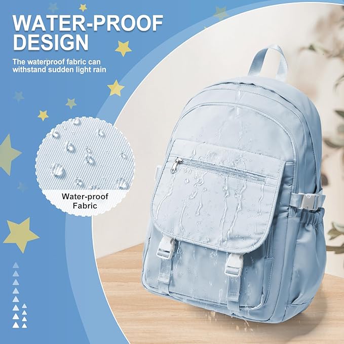 Lightweight Waterproof Backpack for Women Men Large Capacity College School Bag with Luggage Straps Multiple Pockets Durable High School Bookbag, Casual Daypacks for Students Girls Boys(Blue)