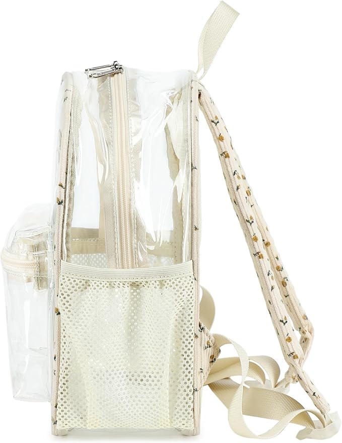 BTOOP Clear Mini Backpack for Stadium Events 12x12x6 Small Transparent Backpacks Plastic See Through Clear Bag for Concerts Work Festival Security Travel