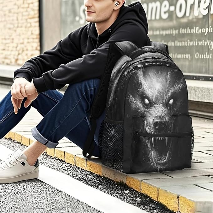 Pardick Monster Horror Backpack for Kids Girls Boys Lightweight School College Students 18in Bookbag Large Capacity Computer Backpacks Laptop Rucksack Travel Gym Hiking Camping Daypack