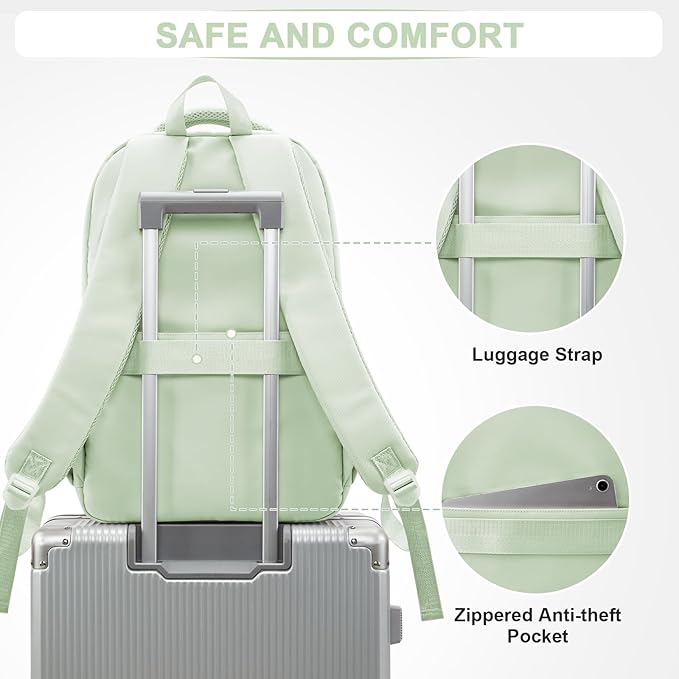 Cute School Backpack for Teens Girls Boys Waterproof School Bag Basic Backpack for College Students Multi Pocket Backpack Lightweight Casual Daypack Backpacks for Women Men（MintGreen）