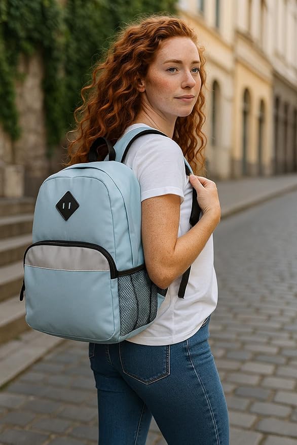 Trail maker Reflective School Backpack for Kids | Colorful Backpack with Adjustable Straps, Side Water Bottle Pockets (Blue)
