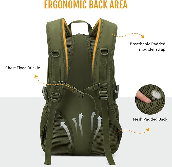 HUNTVP 10L/20L/30L Tactical Backpack Military MOLLE Backpack Rucksack Gear Tactical Assault Pack for Hunting Camping Trekking (30L-Army Green)
