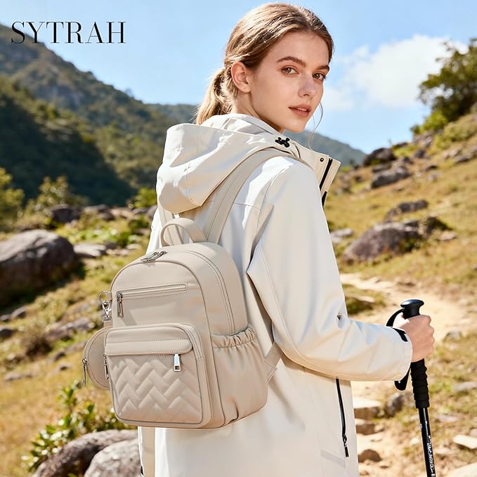 Mini Backpack for Women Small Backpack Purse, Anti Theft Backpack Waterproof Lightweight Puffer Back packs for Travel, Work with Coin Purse Khaki