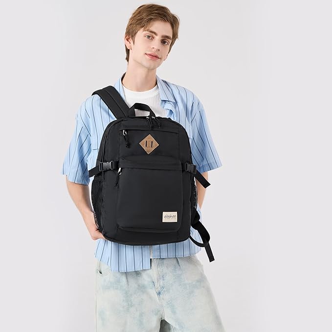 abshoo 32L Backpack for School College Bookbag Middle High School Backpacks Casual Daypack Travel Backpack (Black)