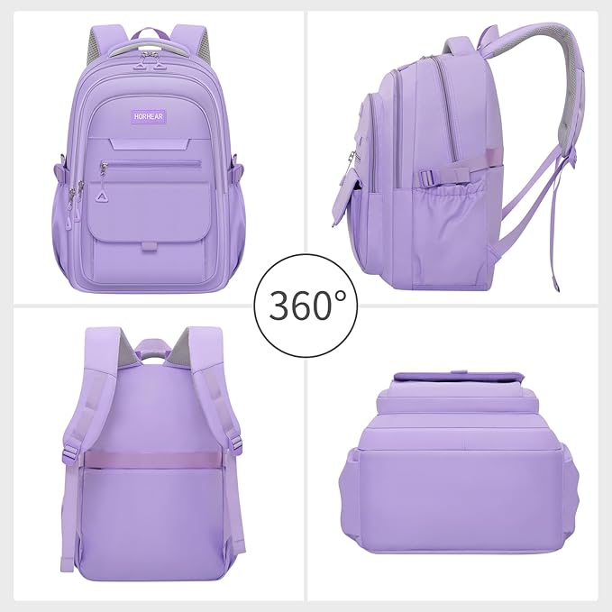 School backpack for Girls, Aesthetic Backpack for Women Cute Bookbag Preppy College (Purple)