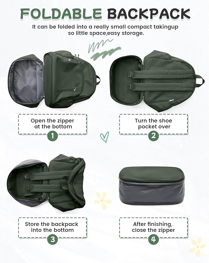 BJLFS Small Gym Backpack for Women Men, Waterproof Gym Track Bag with Expandable Shoe Compartment, Lightweight Mini Casual Daypack Sports Back Pack for Travel Hiking Dance Yoga Fitness Track, Green