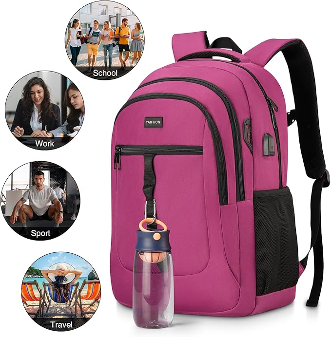 YAMTION School Backpack for Women Teen Girls 17.3 Inch Laptop Bookbag Backpack with USB for High School College Students