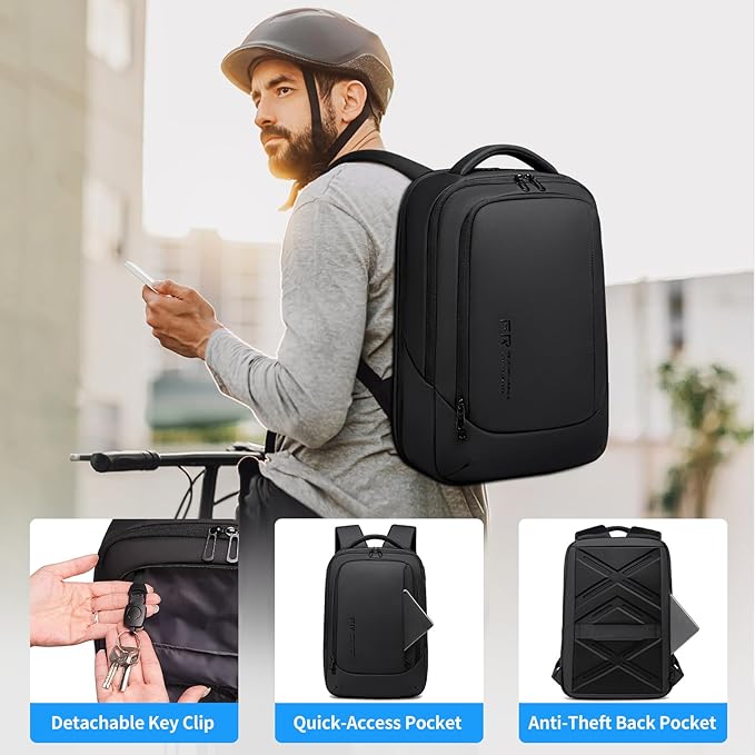 FENRUIEN Laptop Backpack for Men, 15.6 Inch Work Backpack, Water-Resistant 1800D Oxford for Office/Commute/Travel