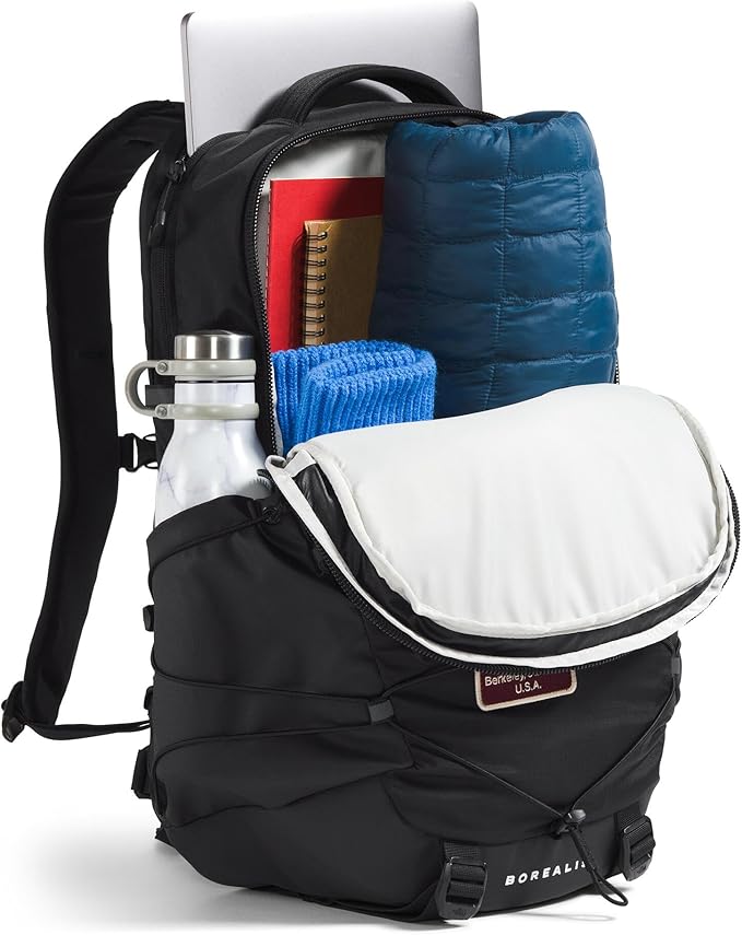 The North Face Borealis Commuter Laptop Backpack - Water Repellent, Laptop Sleeve, Large Main Compartment, TNF Black U Borealis Patch/TNF White, One Size