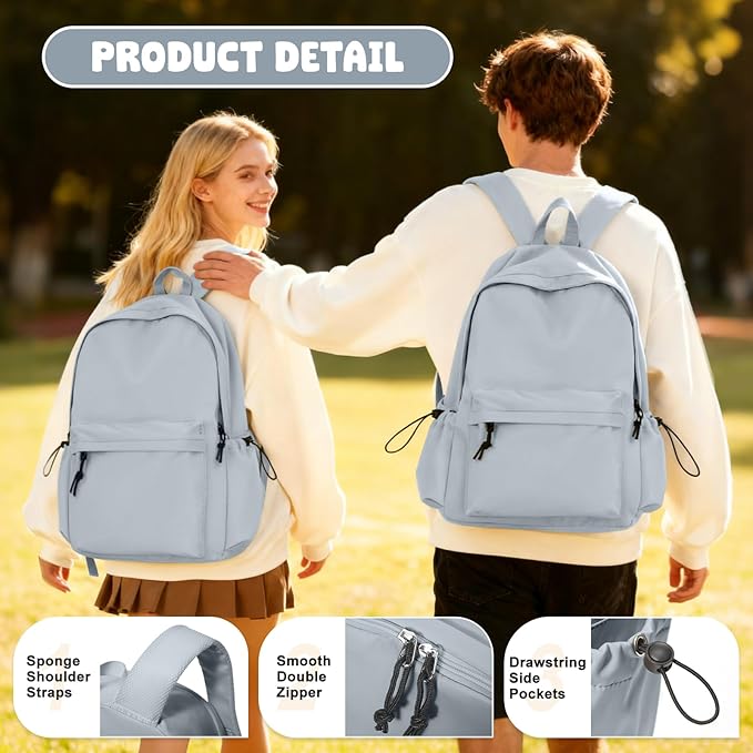 VECAVE School Backpack Blue Waterproof Bookbag Casual Lightweight Travel Rucksack Daypack Backpacks for Men Women College High School Bags backpack for Boys Girls Teens