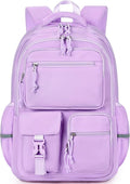 mibasies School Backpack for Teen Girls: 17.9 IN Backpack for Women with Laptop Compartment for Middle High Elementary School College Travel- Kids Bookbag Light Purple
