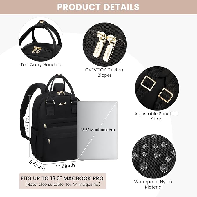 LOVEVOOK Mini Backpack for Women Stylish Waterproof Backpack Purse with USB Port, Cute Bookbag for College School Travel