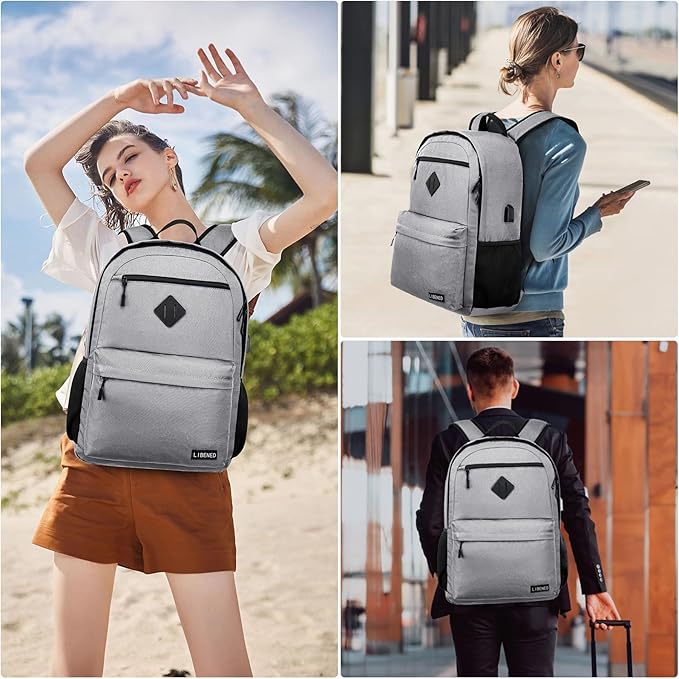 School Backpack for Teen Boys Girls, Choice for School and College Backpack, Comfortable 15.6 inch Laptop Bookbag, Grey