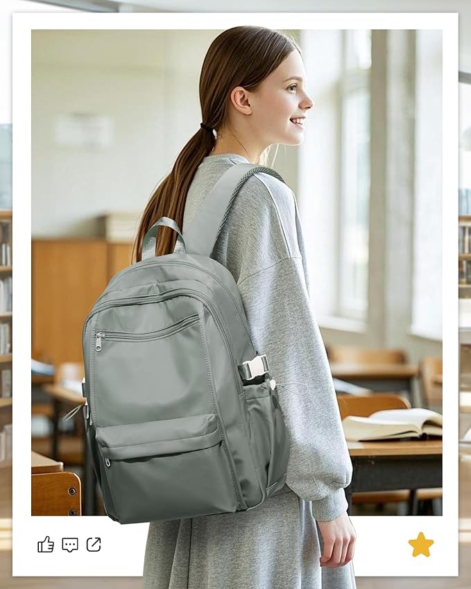 School Backpack for Teen Girls Lightweight College Backpack Women Travel Backpacks Waterproof High School Bookbag for Men Classic Casual Daypacks(Green)