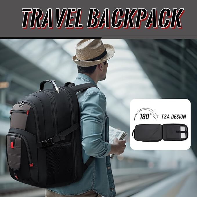 Business Laptop Backpack with LifetimeWarranty, 17.3 Inch Extra Large TSA Approved Travel Rucksack for Men Women, Big Airline Approved Work Computer Pack for Office Trips,Grey