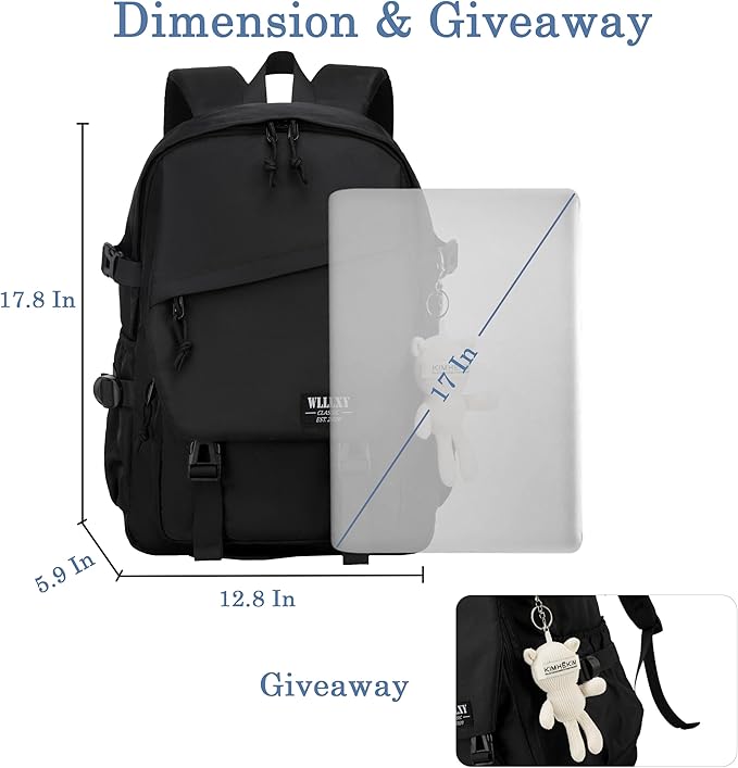 College Laptop Backpack for Men Women 15.6 Elementary Middle High School Book Bag For Teens Girls Boys Anti Theft Travel Backpacks Waterproof Casual Daypack Large Student Bookbags（Black-L）