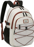 Teen Backpack for Girls, Women Bookbag for College Students Middle High School, Aesthetic Schoolbag Back Pack, White Black Brown