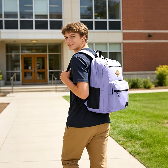 Goloni Lightweight Laptop Backpack 1.1Lbs, 36L Wear-Resistant Water Resistant Backpack with Laptop Compartment for Men Women, College Work Travel Bookbag,Light Purple