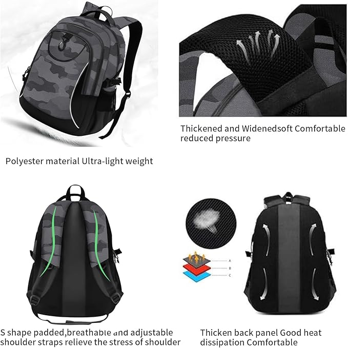 rickyh style School Backpack Travel Bag for Men & Women Lightweight College Back Pack with Laptop Compartmen (23SHENHUI)