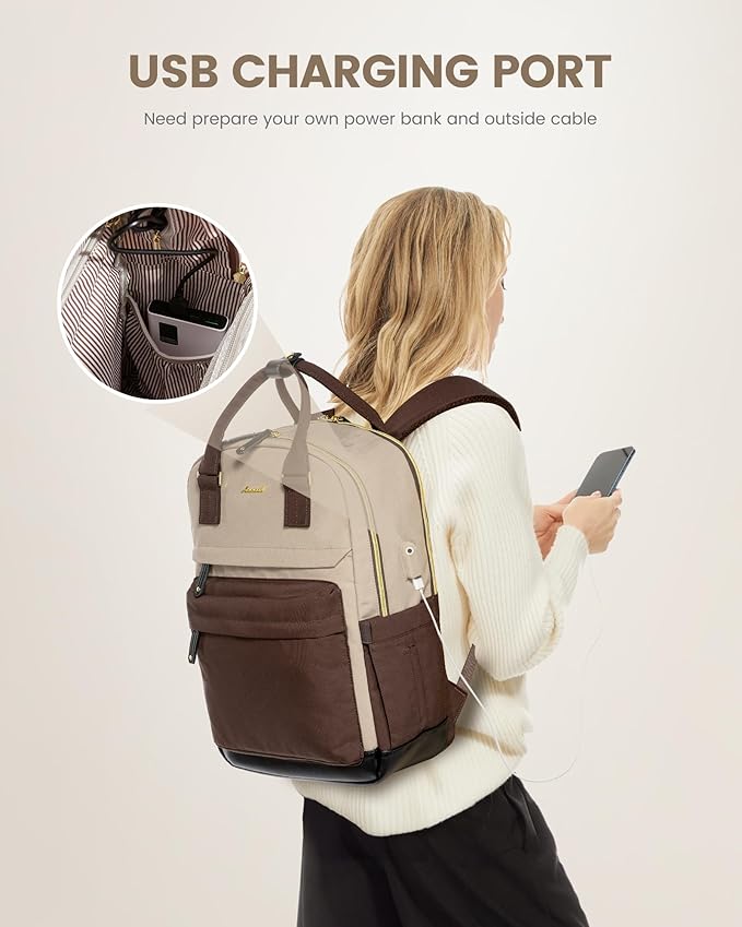 LOVEVOOK Travel Laptop Backpack Women, 15.6 Inch Anti-theft Laptop Bag with USB Port, Fashion Waterproof Computer Backpacks Teacher Nurse Backpack Purse for College Work