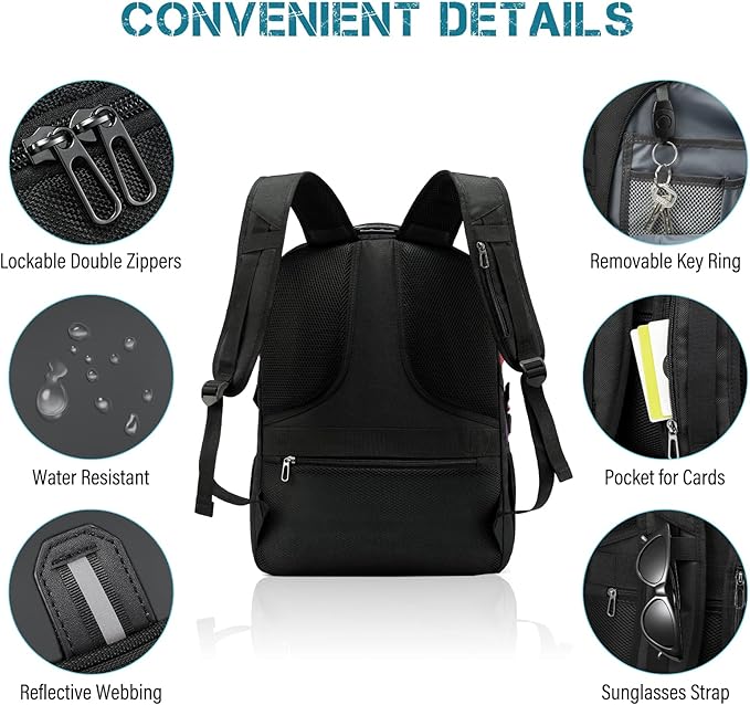 LOVEVOOK 17 inch Travel Laptop Backpack, DarkGrey, Waterproof, Anti-Theft with Lock, USB Charging Port, Large Capacity, Multi-Purpose