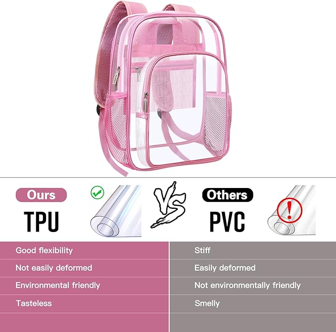 HEEYA Clear Backpack Heavy Duty Transparent Backpack for Security, Sports, Work, Travel, Stadium